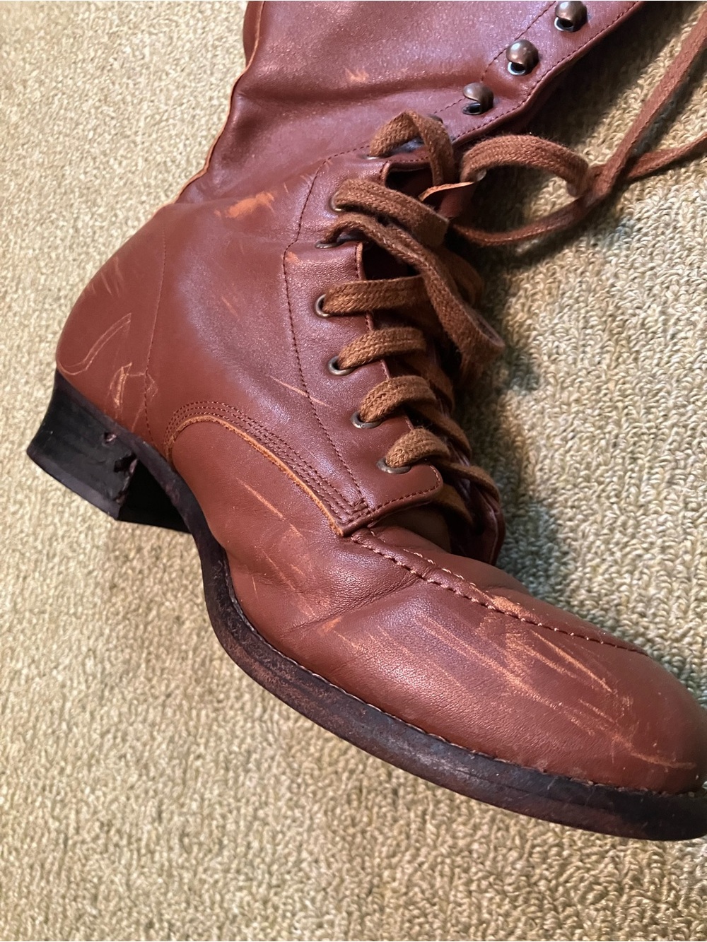 American Duchess “Bessie” Aviator Boots in Tan - Picture 6 of 11